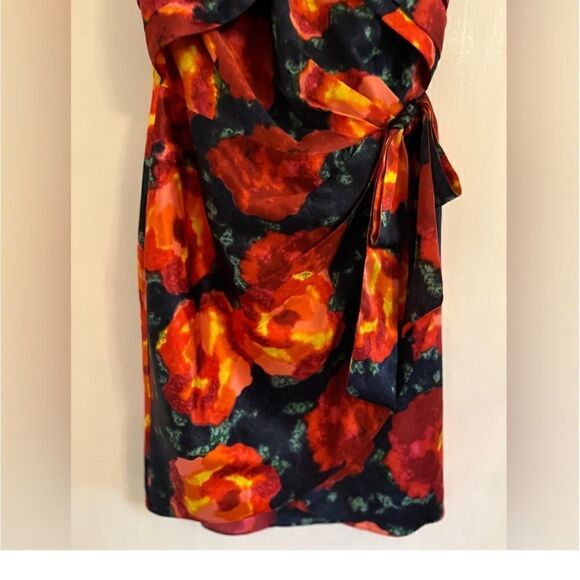 Cinq à Sept Trini Satin Floral Halter Neck Mini Wrap Dress, Size 10 NWT & 495.00 - Picture 9 of 14